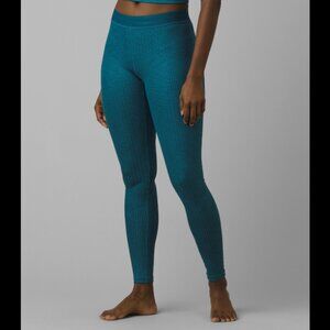 NWT prAna Luminance Legging highwaist w/ pocket turquoise blue stripe Small S